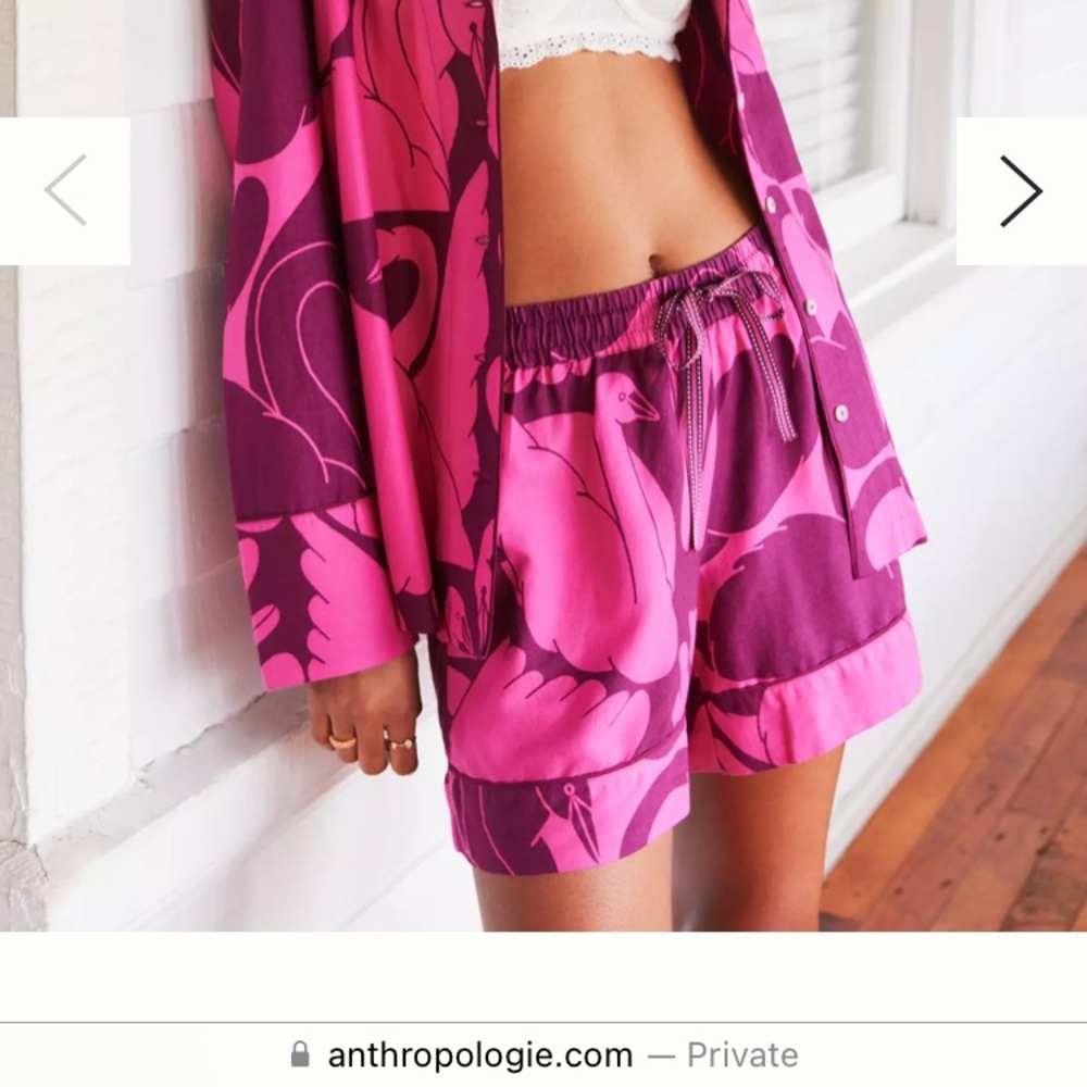 Anthropologie Pink Swan Pajama Shorts